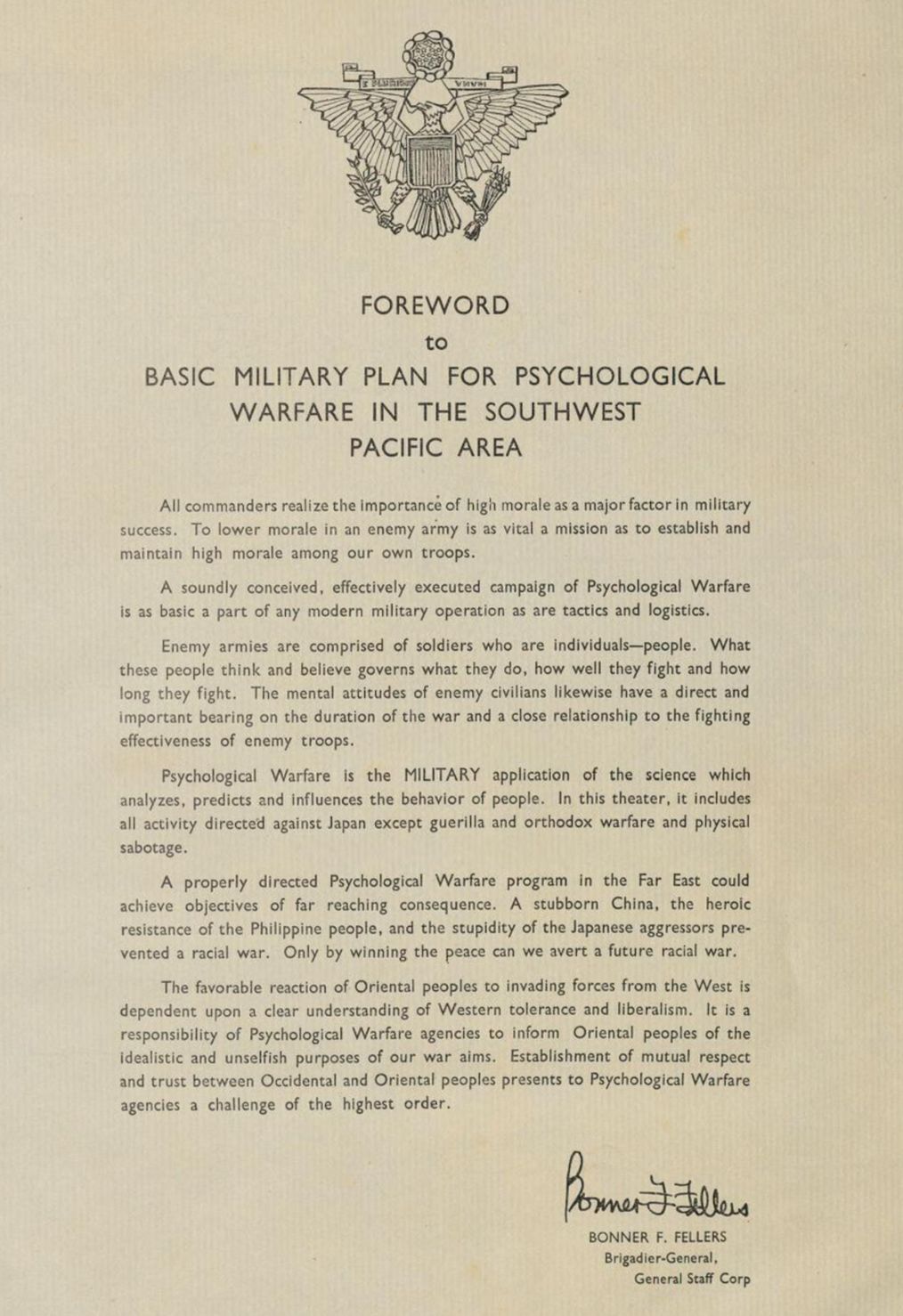 Bonner Frank Fellers & Psychological Warfare Leaflets in World War II